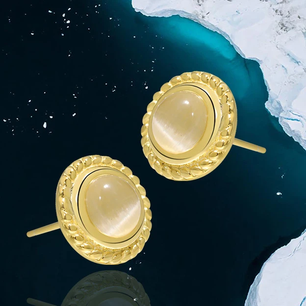 VIANRLA 925 Sterling Silver Opal Stone Round Shape Stud Earrings Elegant 18k Gold Plated Earrings  Dropshipping