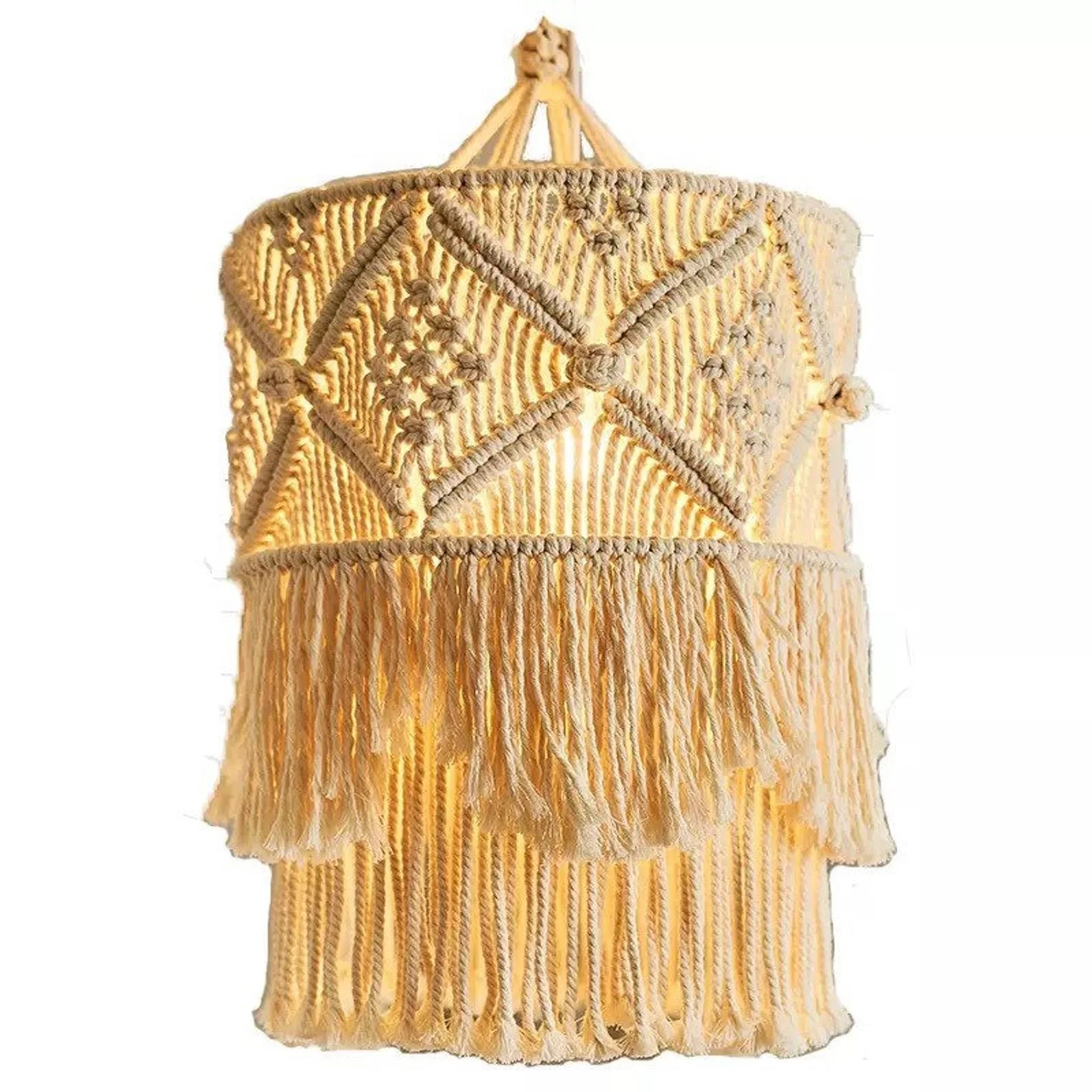 Boho Home Decor Ceiling Shade Tassel Lampshade Macrame Wall Hanging Chandelier Lamp