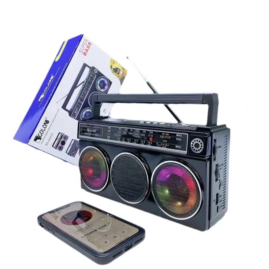 Cross-Border New Arrival Retro BT Audio AM/FM/SW Portable Solar Outdoor Portable Pluggable Radio