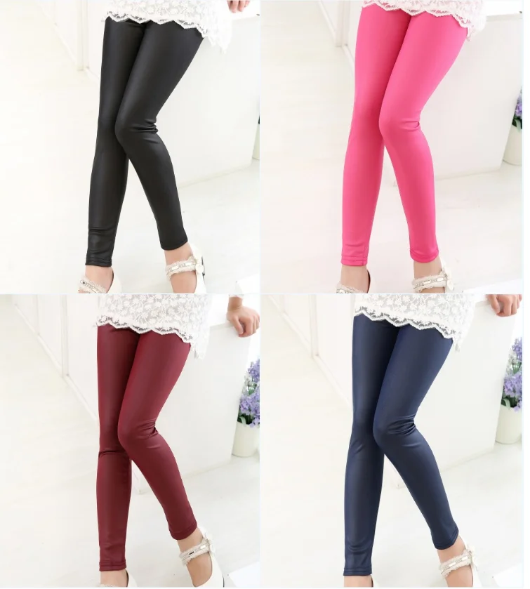 
2019 faux leather kids spring wholesale fashion leggings cheap price pu leather children girls leggings Faux Leather pants 