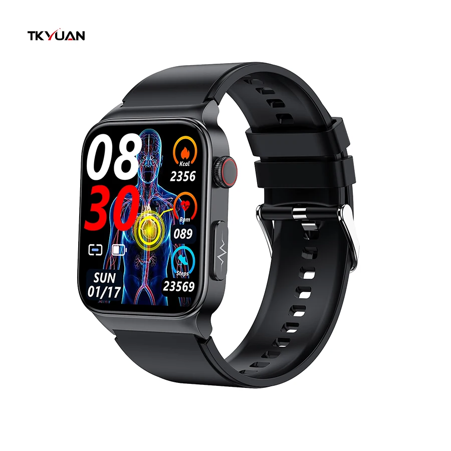TKYUAN 2022 E500 Sport Smart Watch Electrocardiogram Temperature Blood Oxygen Sleep Monitoring Blood Glucose ECG PPG Smart Watch
