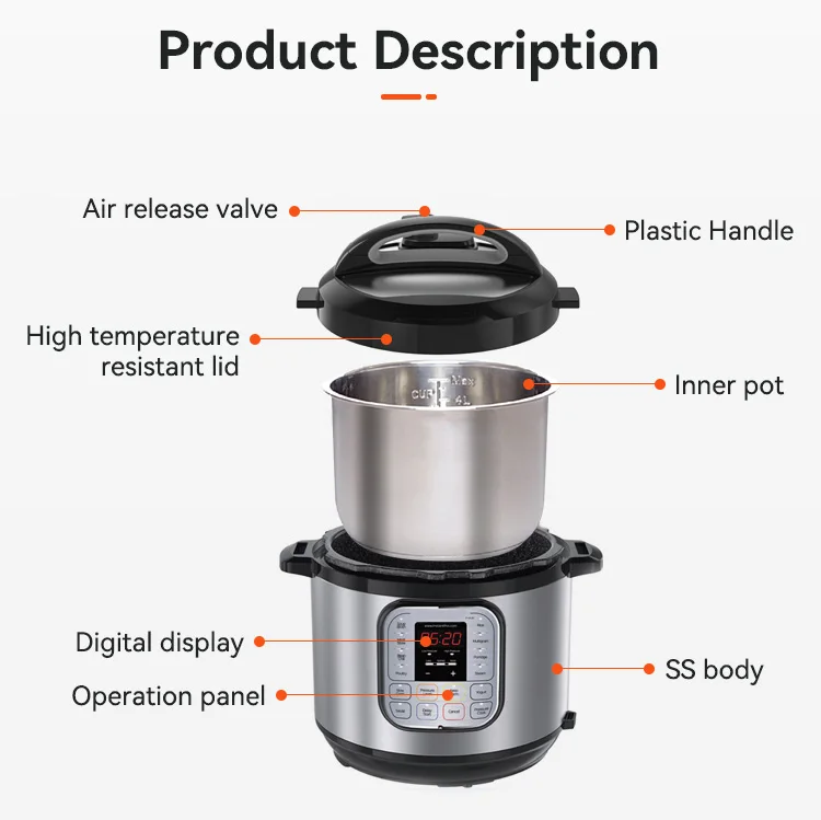 2023 high quality new arrival 5 L 6 L 8 L 10 L 12 L 15 in 1 electric rice pressure cooker for kitchen