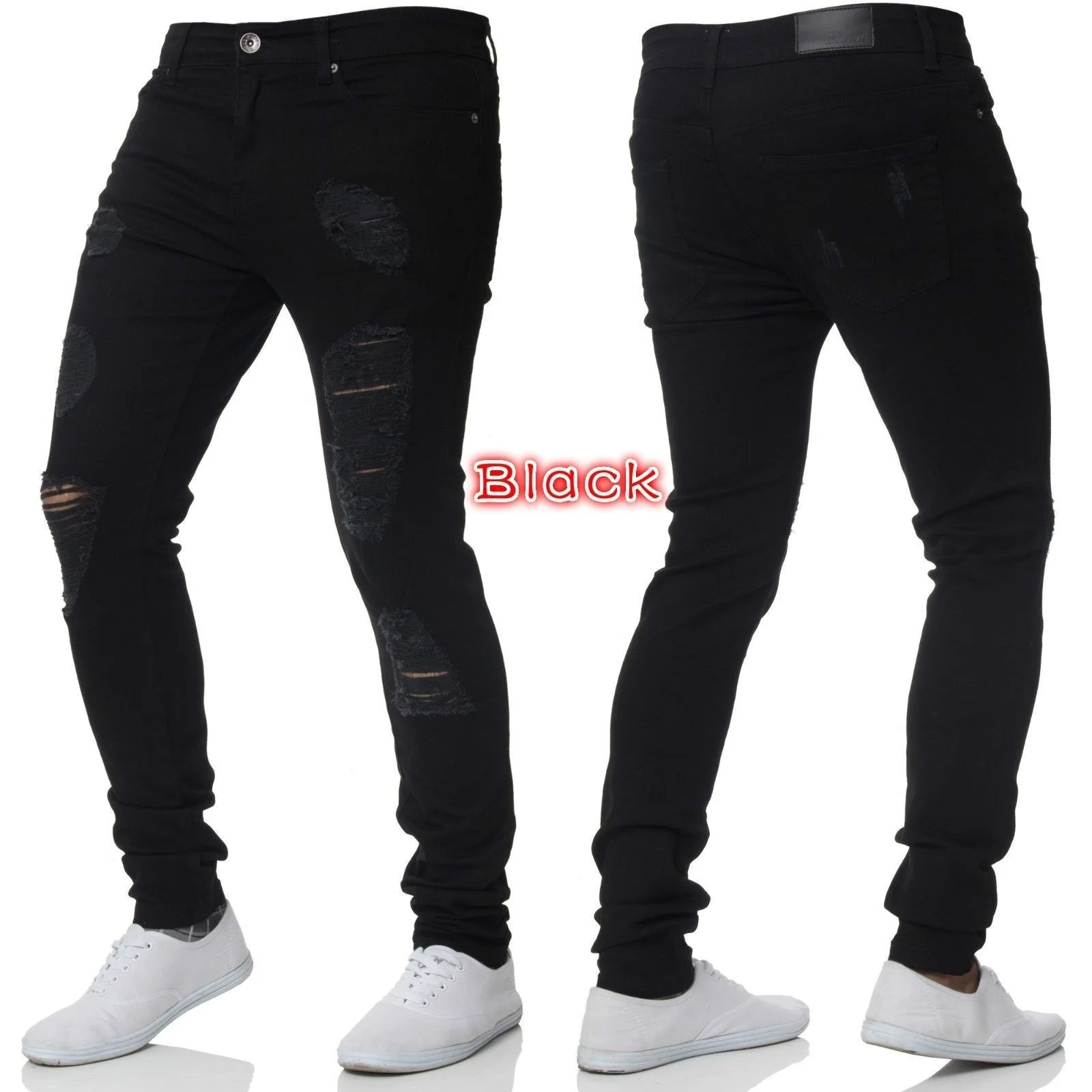 Men jeans Printed Denim jeans All Cotton Straight distressed Leg Ripped skinny Fashion Denim Pants Cool Men Jeans