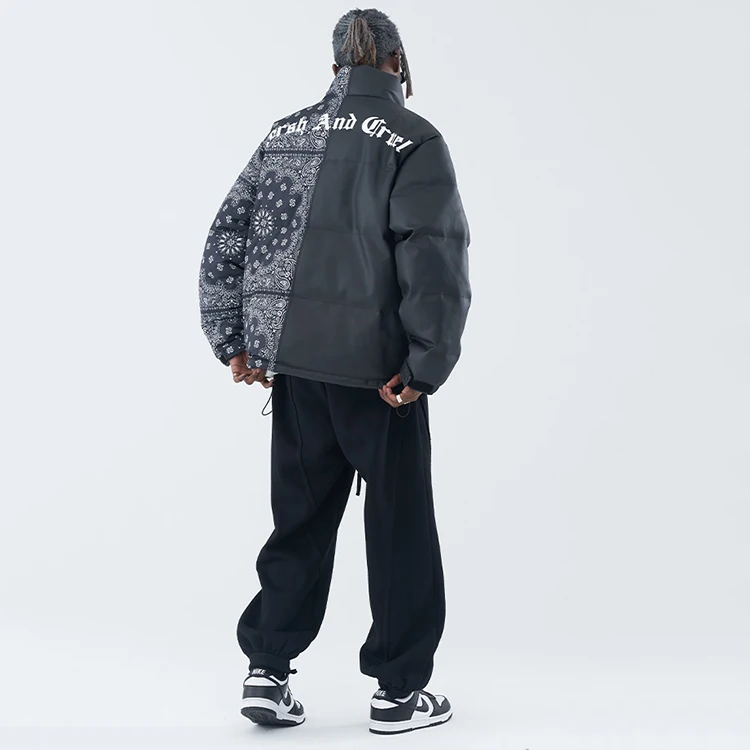 Paisley mens color outdoor stand collar thick puffer vintage padded couple coat custom large size winter jackets