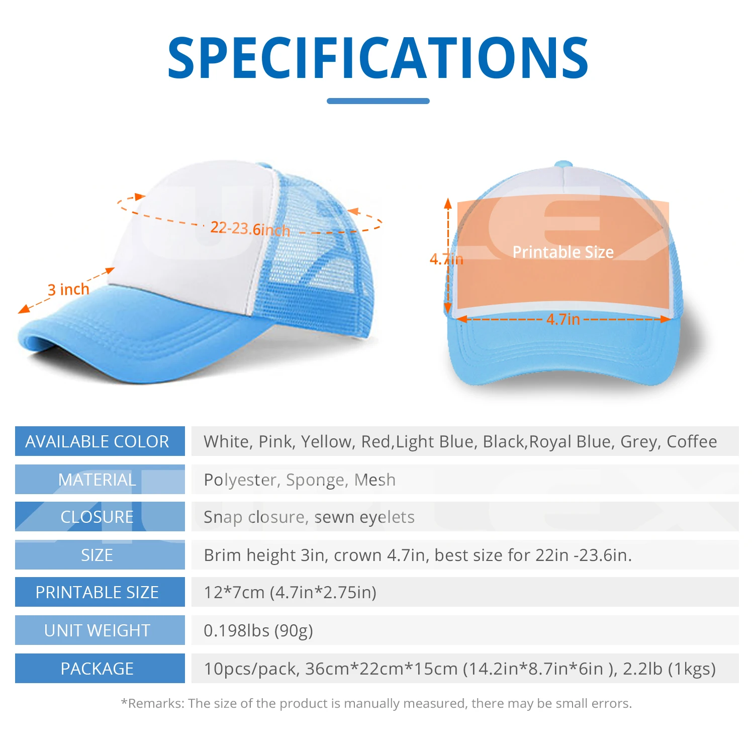 Trucker Cap Heat Transfer Caps and Hats Cheap Advertising Custom 100% Polyester Men Baseball Cap Breathable & Waterproof Plain