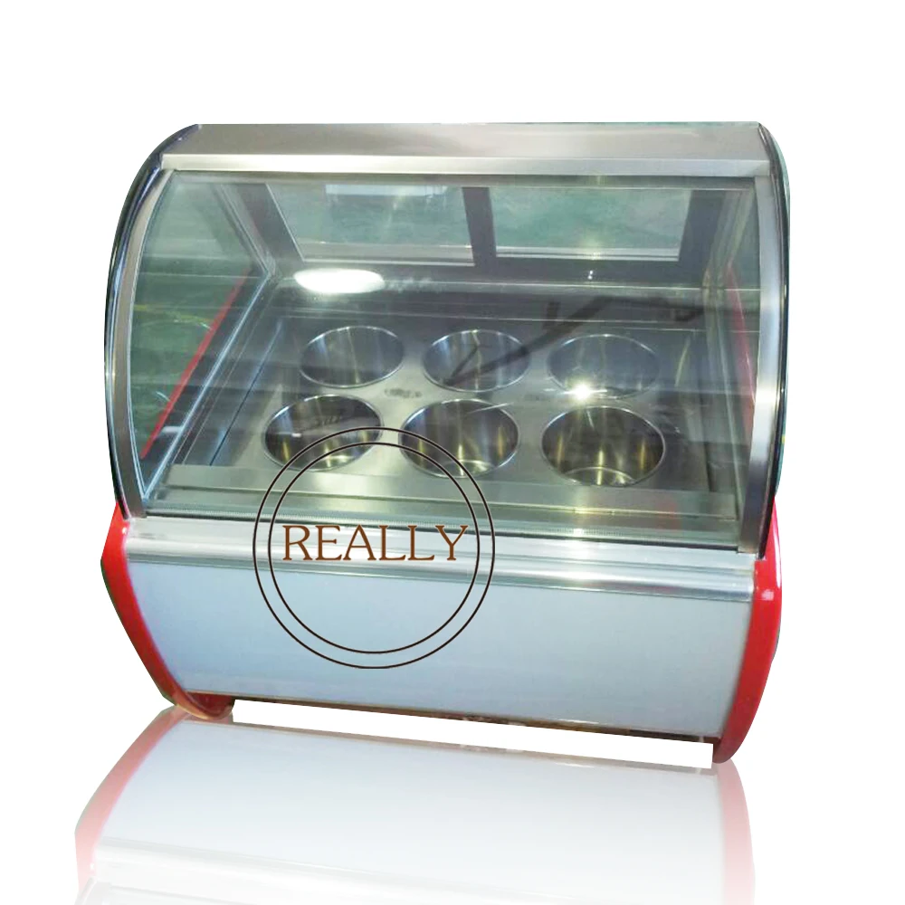 Curved Glass Commercial Giant Gelato Ice Cream Cone Display Chest Freezer Showcase Cabinet for Sale