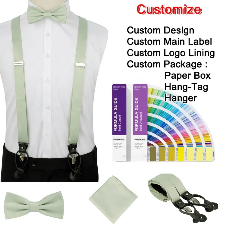 Business Men Formal Suit Sets of Ties Men Suspender Bow Tie and Neckties Sets