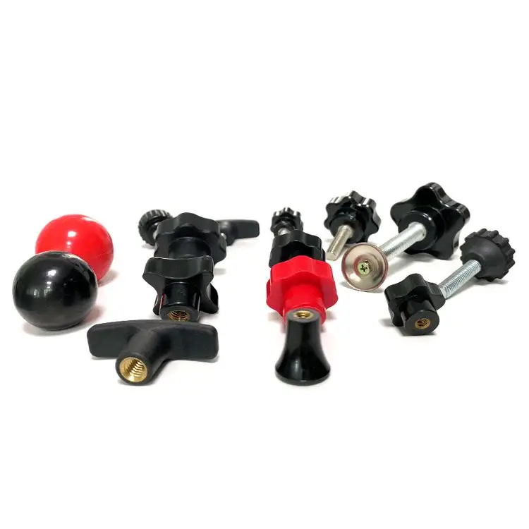 TOP Quality Star Plastic Head Thread Black handle Screw Bakelite Knob cheap oem/odm adjustable screw knobs