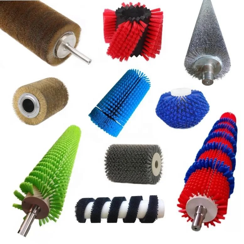 Custom Industrial Brass Wire Steel Wire Spiral Roller Brush and Nylon Cleaning Cylinder Brush