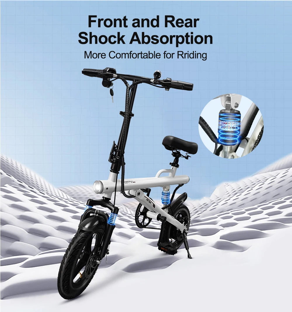 China Factory Wholesale 14 Inch 400W E-Bike Folding E Bike Ebike Folding Electric City Road Bicycle For Kids Adults