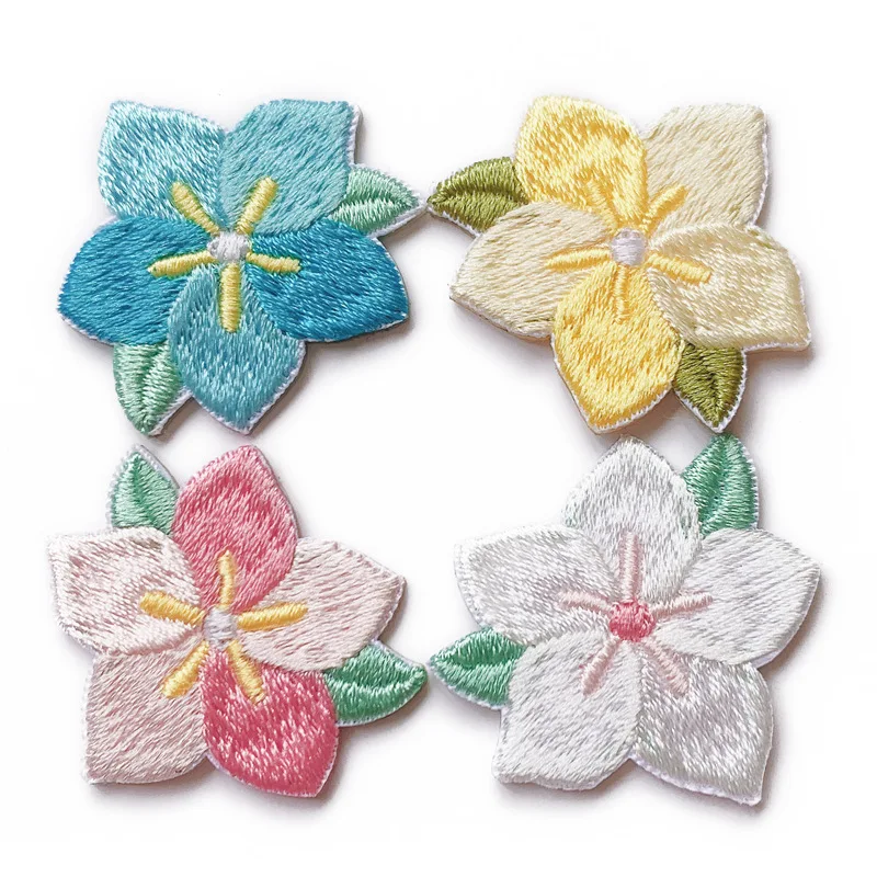 Wholesale Cherry Blossom Shape Pattern Embroidered Cloth Stickers For Babies Garment