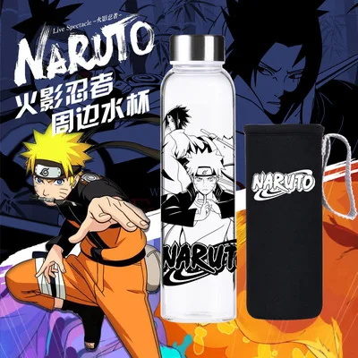 24cm Anime design glass water bottles Character printed for fans one piece narutos carafe
