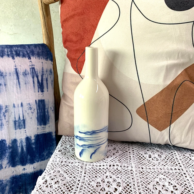 Ceramic Landscape painting vase with three size home decoration ceramic vase