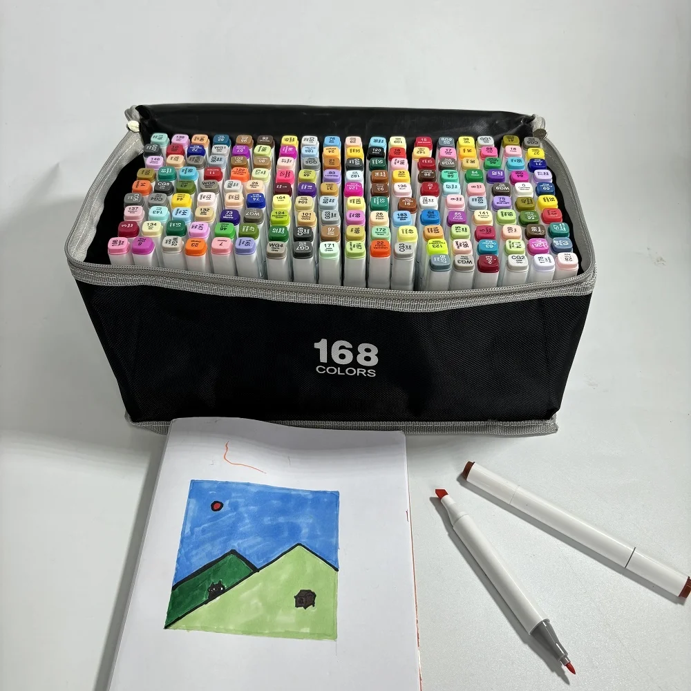 Hot Selling High Quality 60/80/168/262 Colors Art Drawing Dual Tip Alcohol Permanent Marker Pen Sets Sketch Marker Set