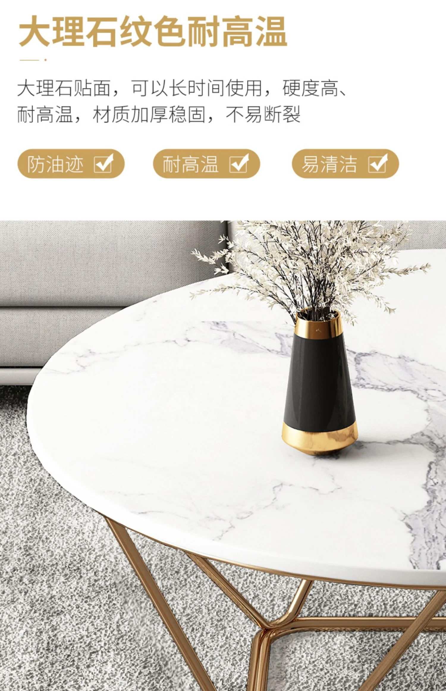 marble top coffee table living room furniture multifunction coffee table modern nordic style  outdoor tables gold metal frame