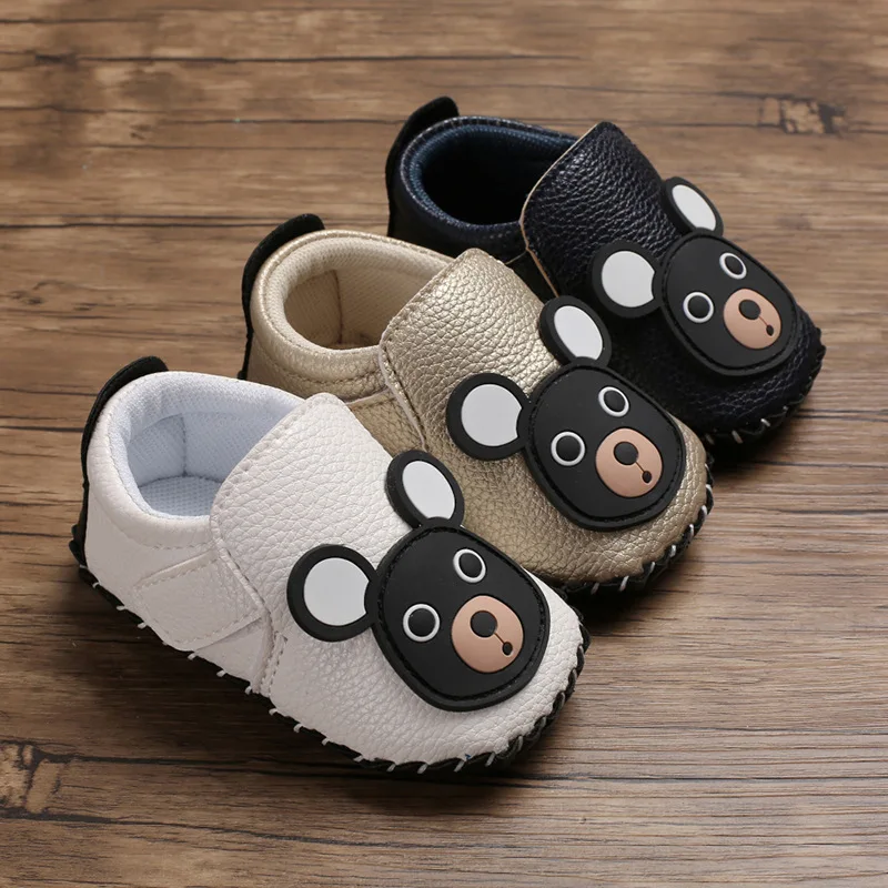 Spring and Autumn Seasons 0-1 year old baby shoes rubber sole non-slip cartoon avatar PU baby toddler shoes