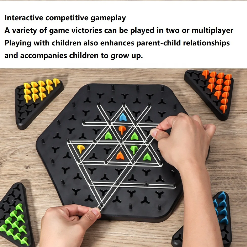 Hot selling desktop Chess Game Rubber Band Triangle Chess Chain Logic Thinking Board Game Toy for Office party and travel