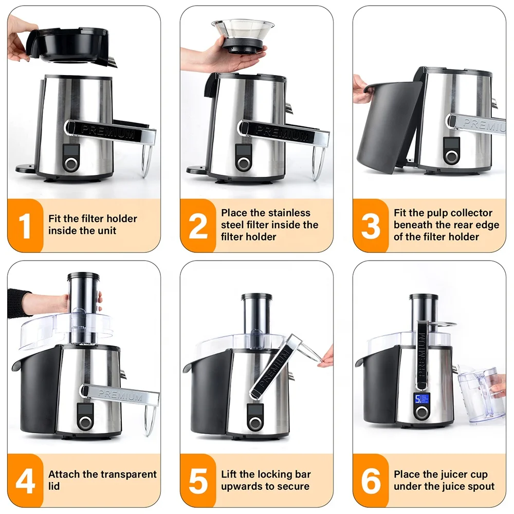 2021 upgraded 1000 W  stainless steel housing 5 speed whole fruit juice extractor with non-slip feet and foam separating jug