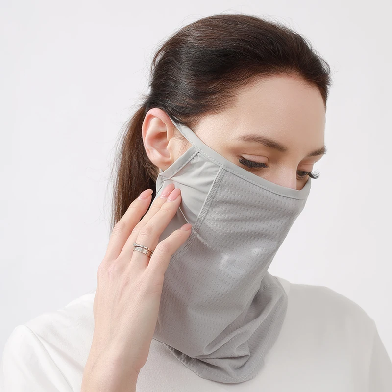 Wholesale Custom Women Outdoor Sport Summer Sun Protection UPF 50+ Breathable Ice Silk Neck Gaiter Scarf Bandanas with Ear Loop