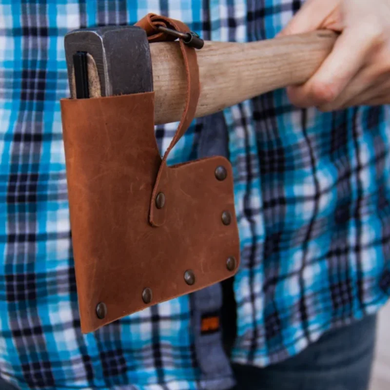 Hot Sale Camping Leather Hatchet Sheath Outdoor Custom Hatchet Cover Protection Leather Sheath for Axe