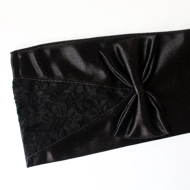 wholesale black lace flower satin sexy gloves with bow party lady banquet decoration lady long glove