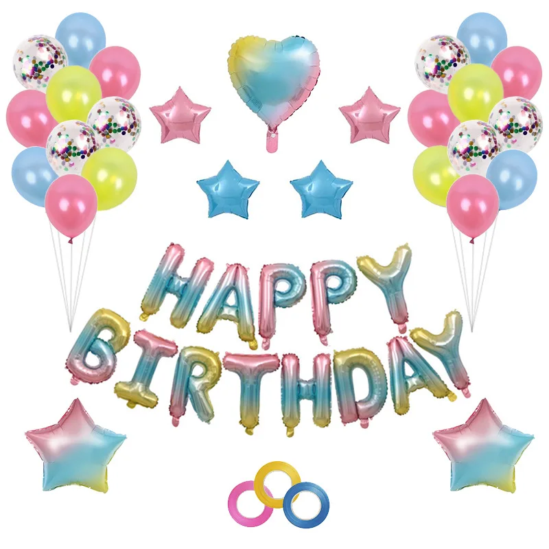
Ballon Helium Happy Birthday Balloon 1 Year Baby Girls Birthday Party Decorations Baby Girl Birthday Color Theme 