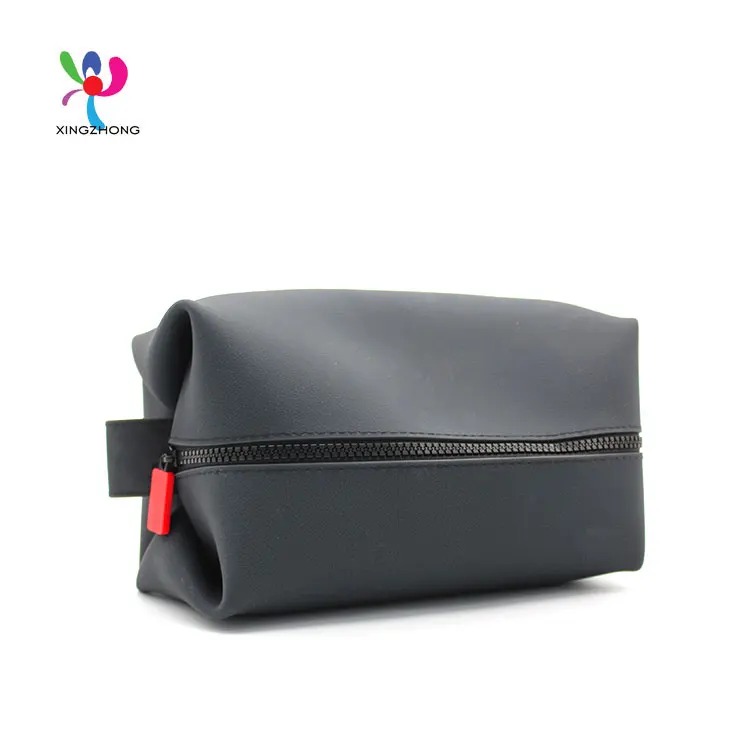 Fashion popular reusable durable large capacity silicone zipper cosmetic toiletry bags
