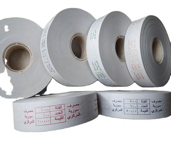 Currency banknote banding heat sealing 40mm printed kraft paper strapping tape roll for wrapping machine use