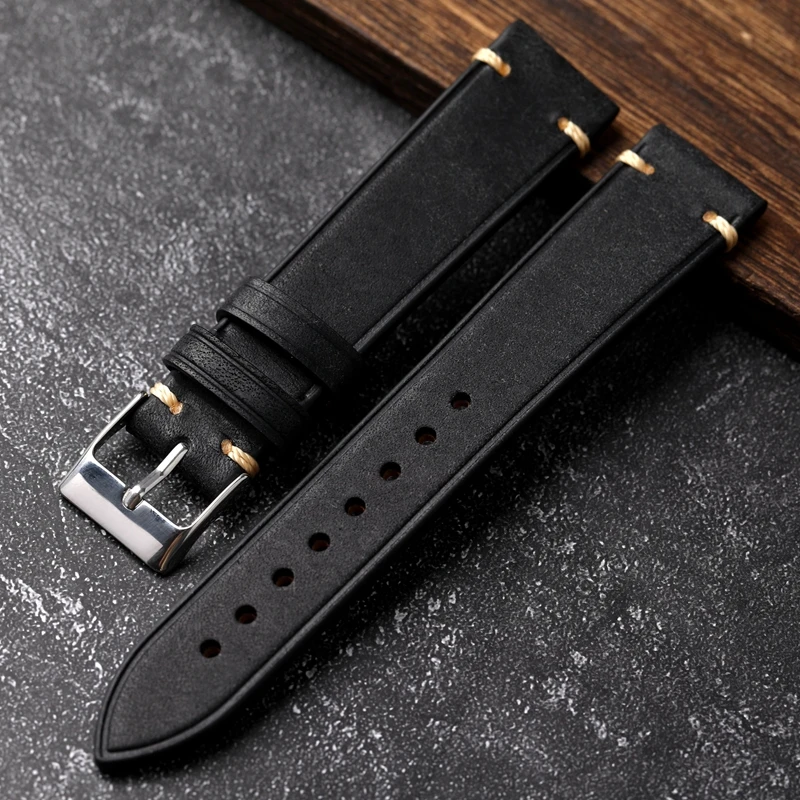 Vintage leather band watch high quality horween leather watch strap 20/22/24mm horween leather strap for smart watch