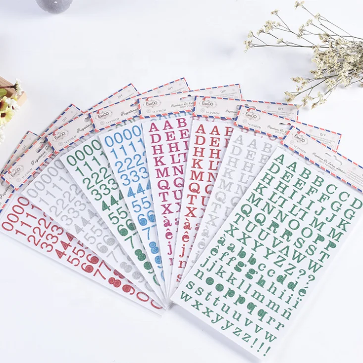 pvc glitter letter sticker for kids