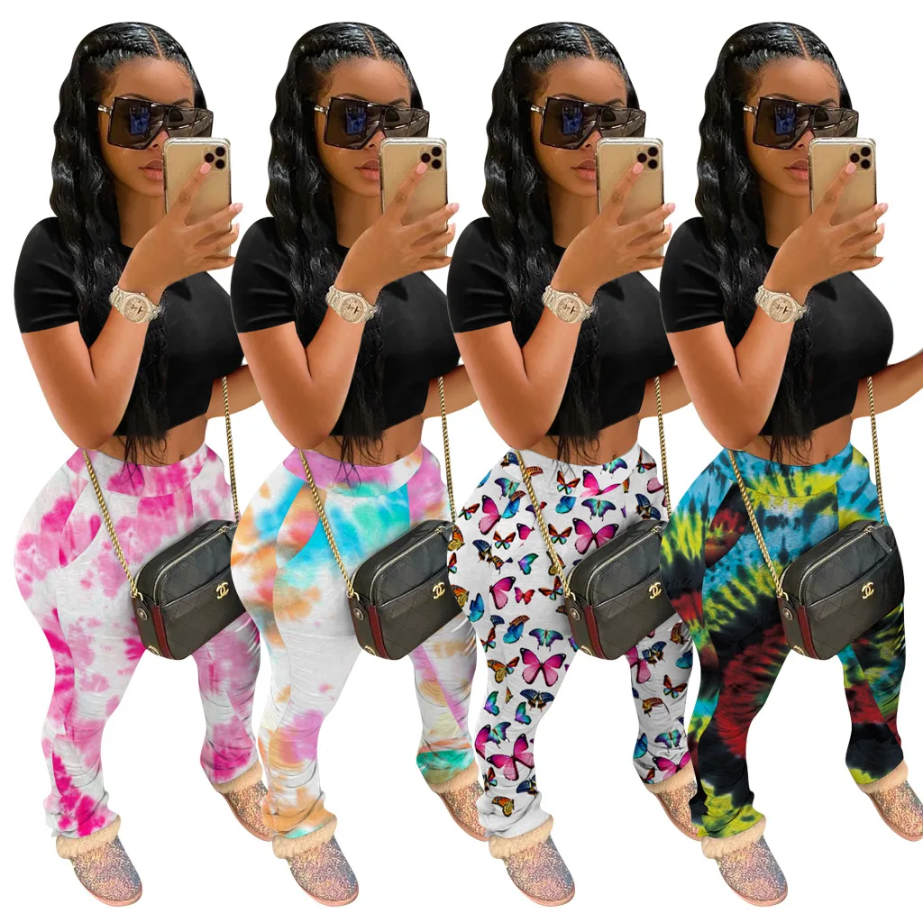 2020 Summer Leisure Bottom Legging drape Pant Fashional Women Print Trouser Latest Design Casual Long Heap Stacked Pants