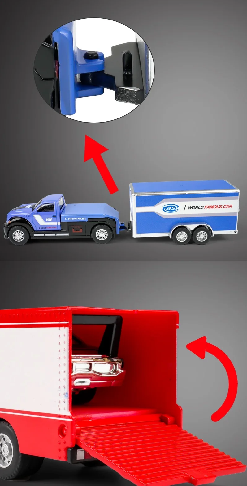 Metal Car Toys Die Cast Model Truck Toy Transporter Truck Ladder Juguetes Rescue Truck with small car