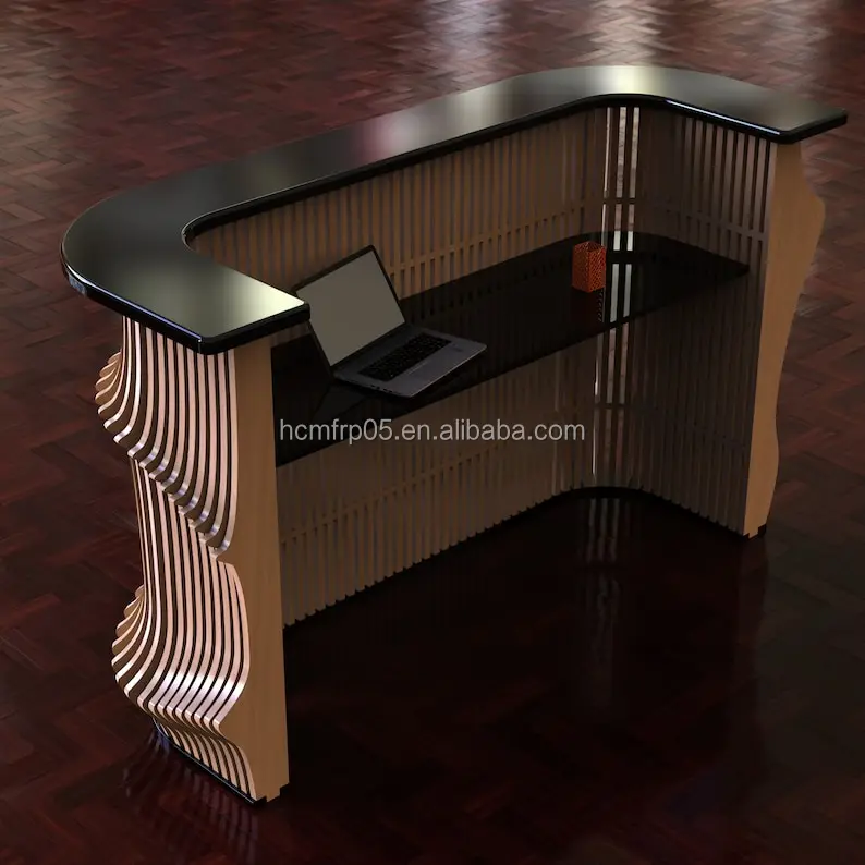 Sales office Solid wood slice reception desk customized exhibition hall reception desk Hotel cashier office building