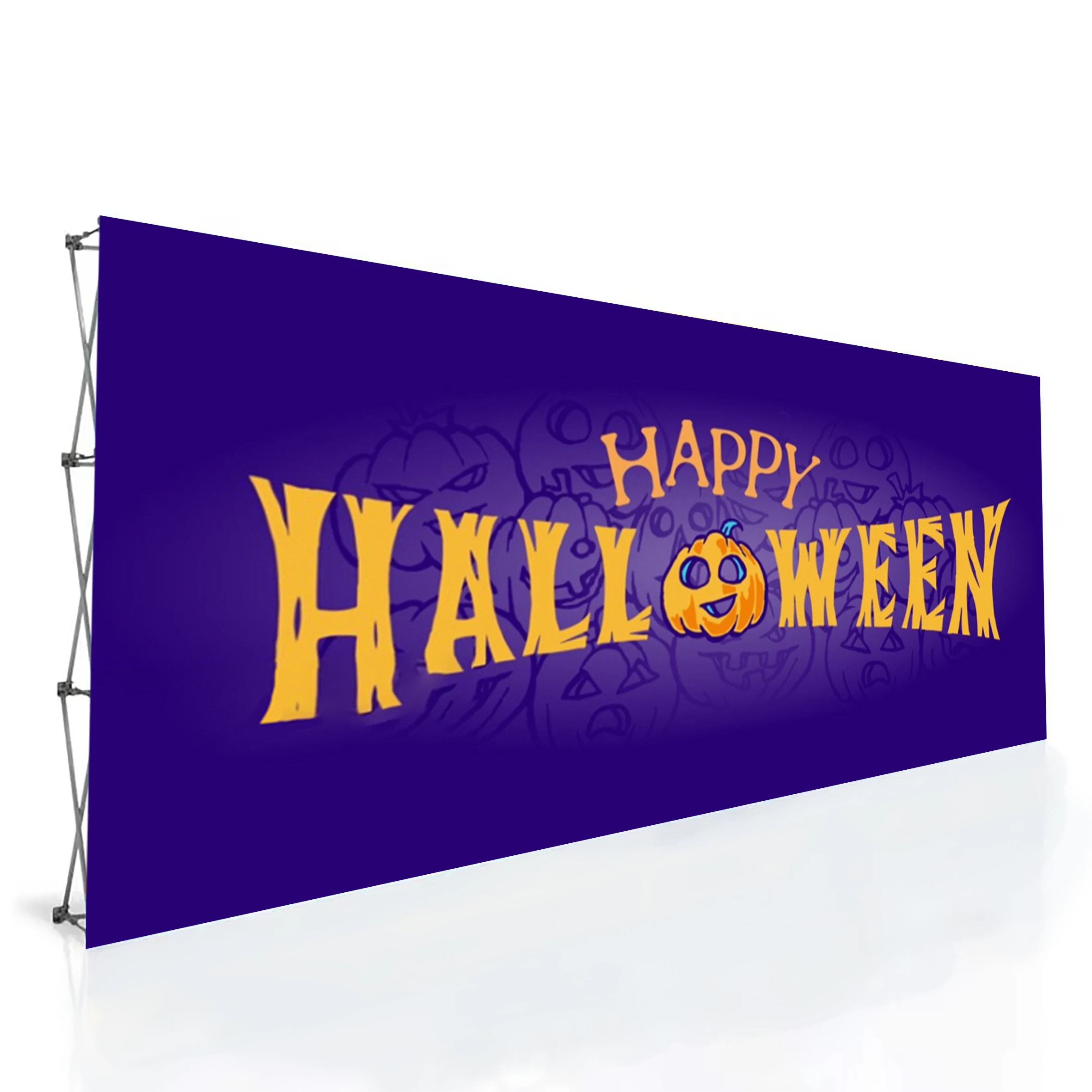 Customized Halloween Festival Exhibition Backdrop Durable Thermal Transfer Printing 260g Tension Fabric Pop Textile Banner