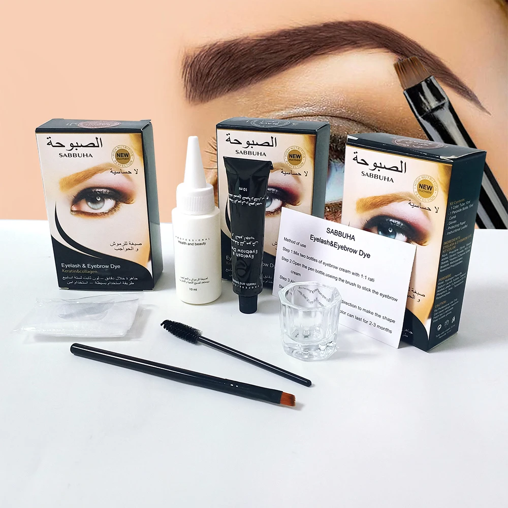 Long lasting 4-6 weeks lash tint private label eyebrow henna 3 colors brow tint dye kit