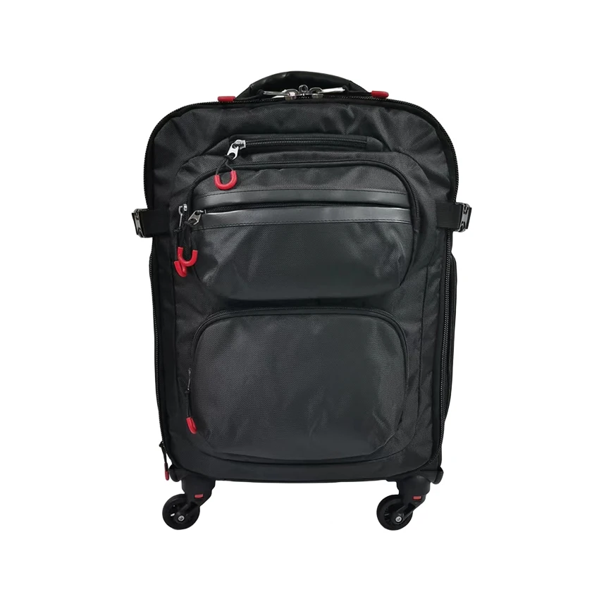 Black hidden shoulder strap Travel Bags Softside Roller Lightweight Luggage bag for Women Men