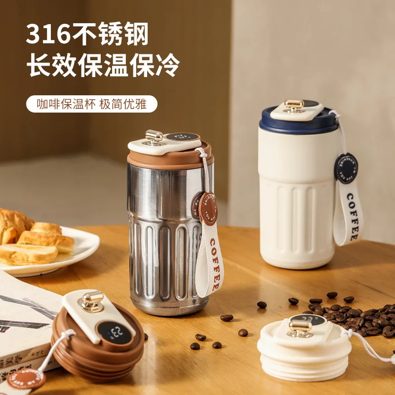 Led Screen Lid Showing Temperature Insulate Double Wall Custom Coffee Mug Keeping Cold 24 Hours Bpa Free 316 Stainless Steel