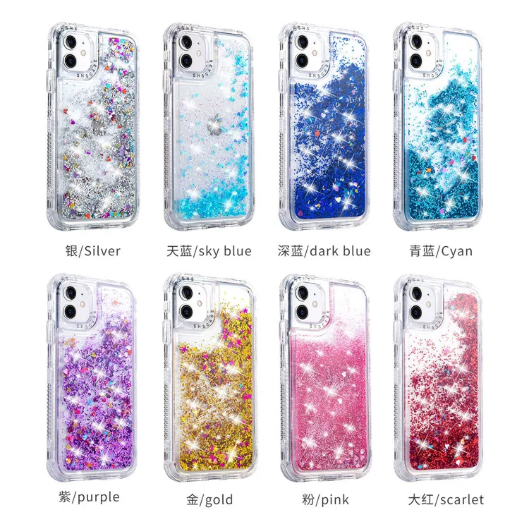 GSCASE 3 In 1 Liquid Quicksand Phone Case For Iphone 12 Case Glitter For Samsung A52