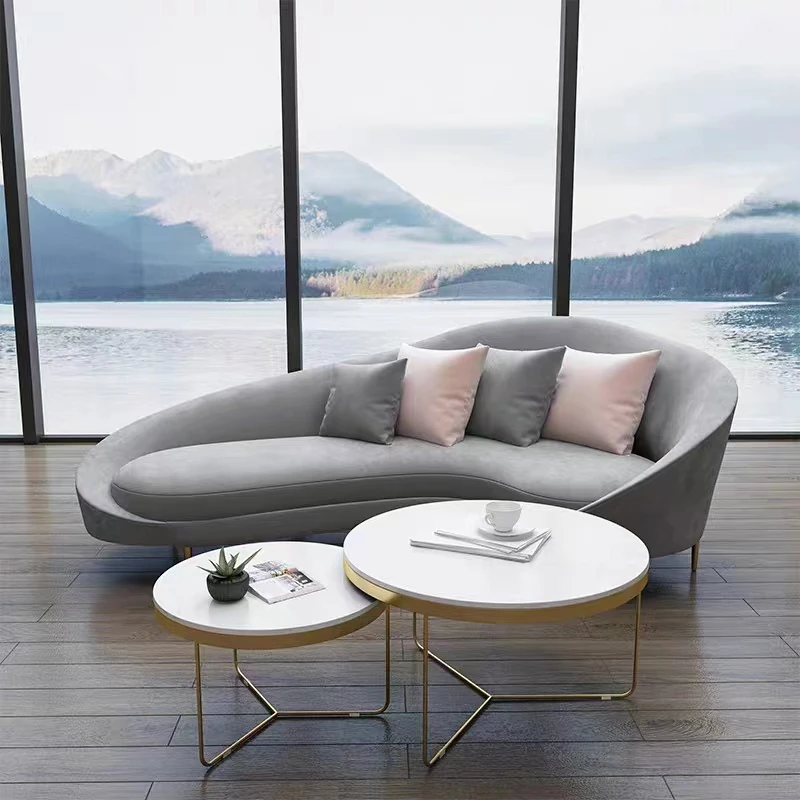 2023 JIYOU Factory Modern Bench Round Back Orange Home Entrance Porch Living room furniture Stool Ottoman White Sofa