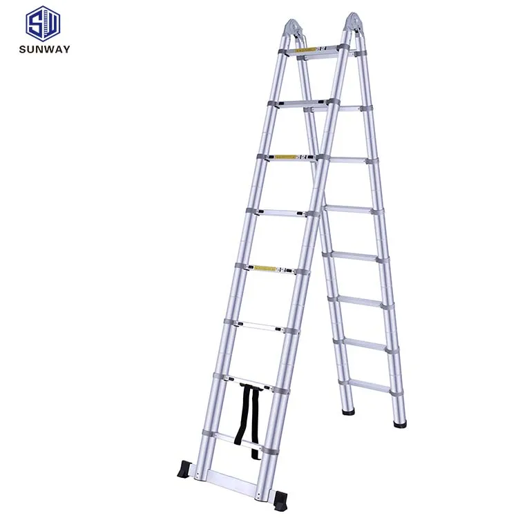 2.5 Plus 2.5 M  Aluminum Double-Side Telescopic Ladder Convenient Compact Multi-Purpose Folding Ladder