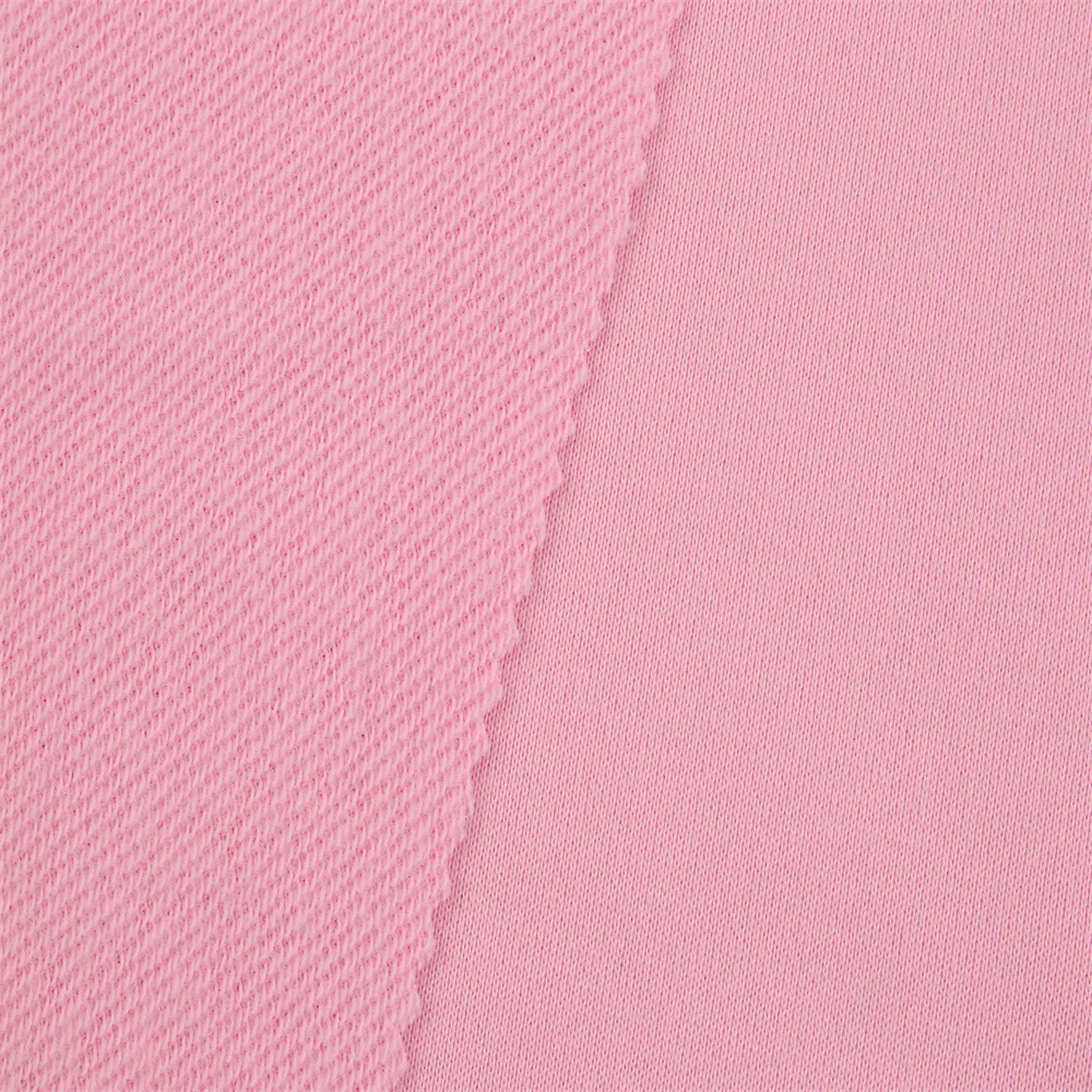 99W French Terry Fabric 100% Polyester Double Yarn Warp Knitted T-Shirts Hoodies Fabric for Uniforms In-stock Items