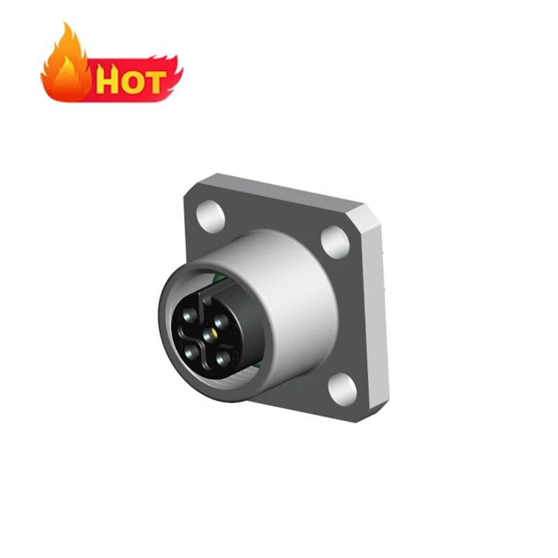 Rigoal ip68 m12  A coding 5 pin female square waterproof socket  connector