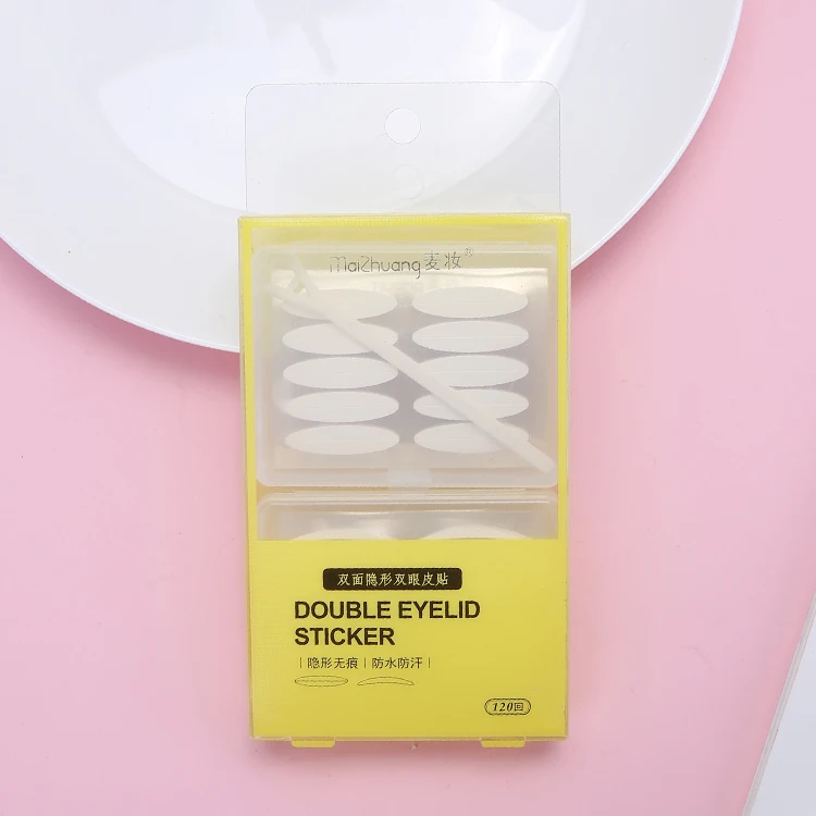 Wholesale private label eye makeup tools natural magic transparent double eyelid stickers eyelid tape with mirror