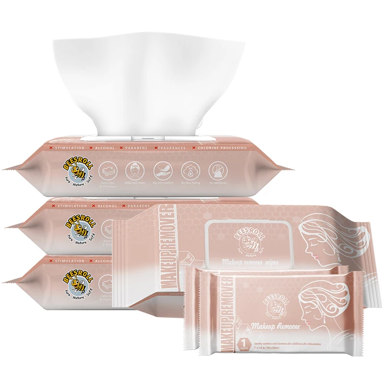Factory Direct Sale Beauty Product For Women Alovera Make Up Remover Facial Wet Non woven wipes