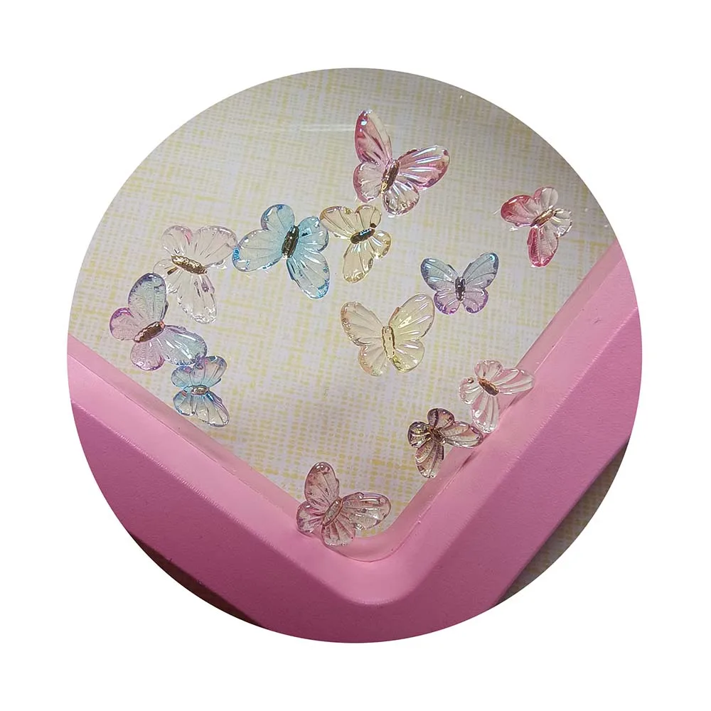 Colorful Aurora Butterfly Nail Art Decoration Resin Mini 3D Butterfly Nail Charms AB Cute Manicure Butterfly