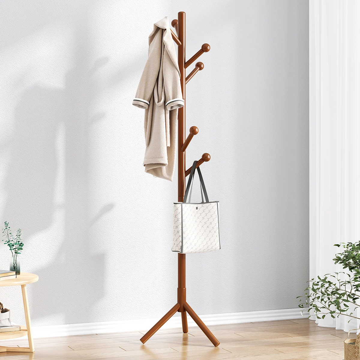 Top Quality Free Standing Solid Wood Coat Rack Furniture Modern Wooden Tree Shape Hanger Coat Rack
