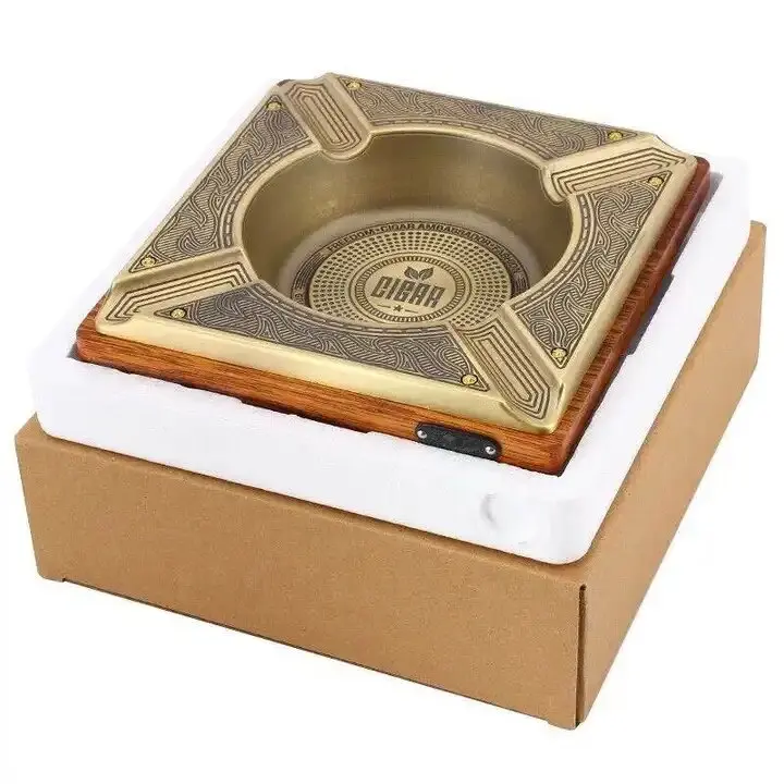 Metal Ashtray Handmade Copper Plated Square Customized Shape Wholesale Price Indian Brass Metal Ashtray Smoking Accessories