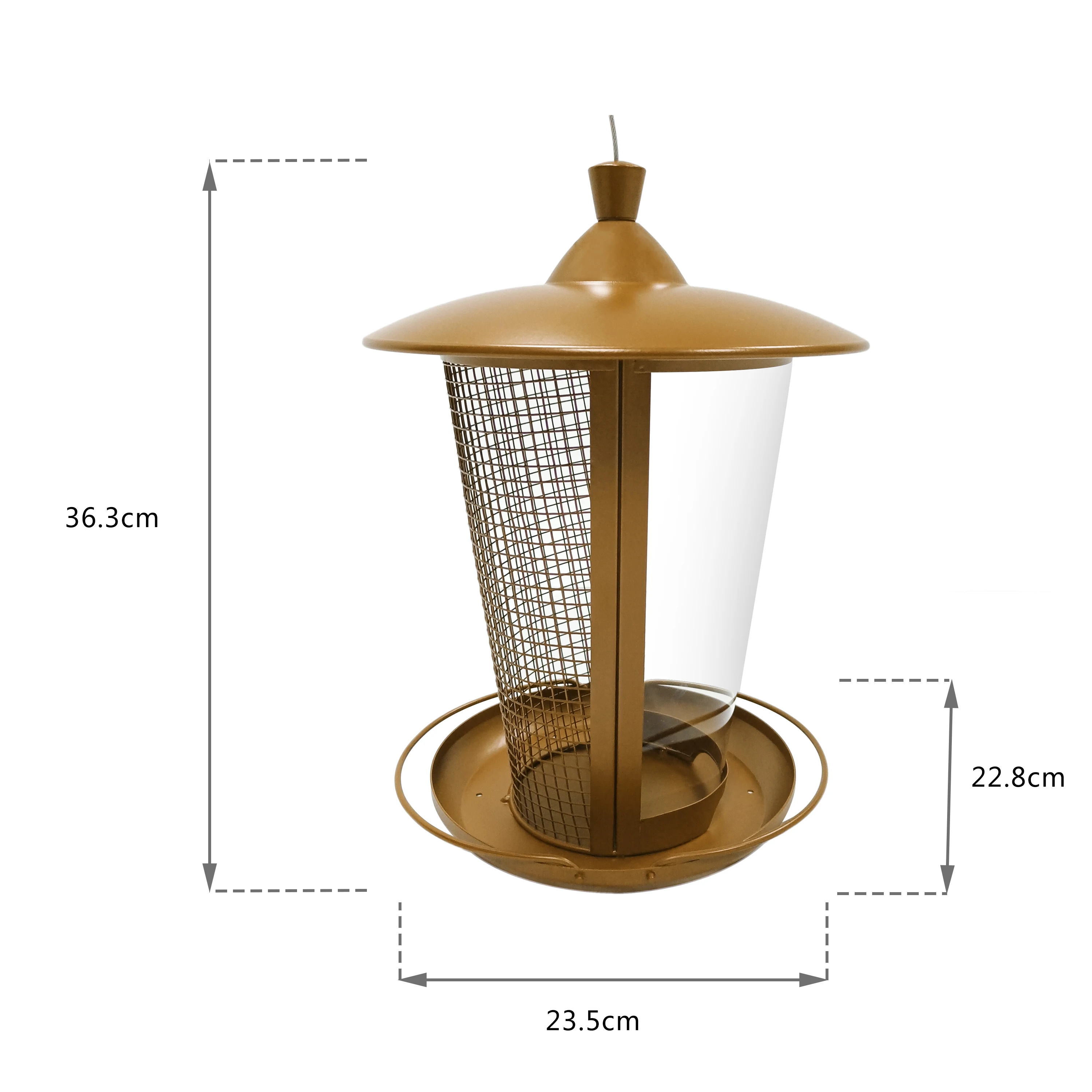 Outdoor Hanging Graden-yard bird feeder Brown Metal Mesh And PC Tube Wild