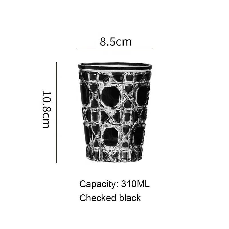 European color plaid creative whiskey glass fashion hand-cut water glass cup