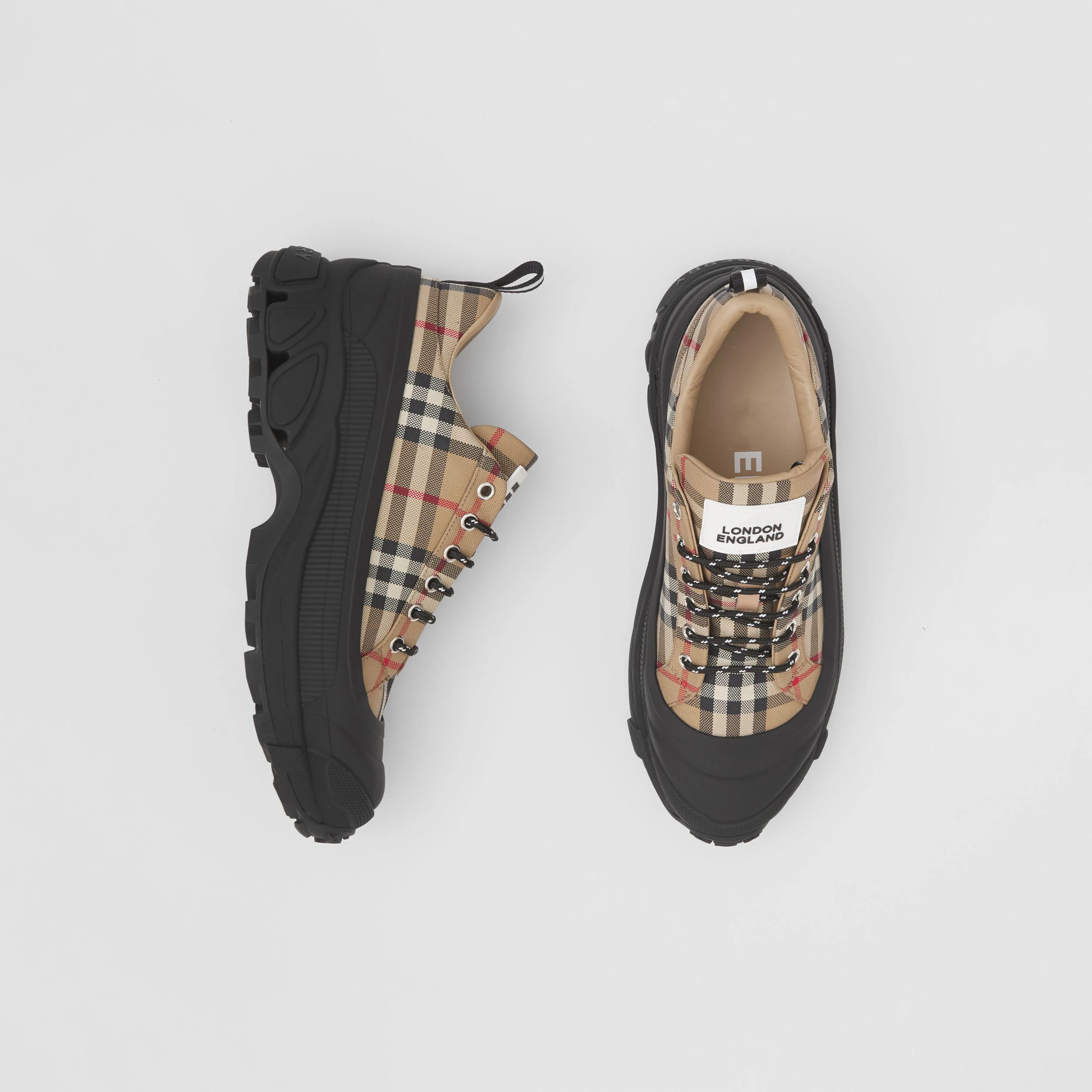 Check pattern leather and suede Arthur sneakers women and men casual shoes